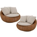 Ver imagem 1 de Kit 02 Poltronas para Sala de Estar Decorativa Giratória Kira Couríssimo Whisky Linho Bege - Lyam