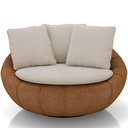 Ver imagem 3 de Kit 02 Poltronas para Sala de Estar Decorativa Giratória Kira Couríssimo Whisky Linho Bege - Lyam