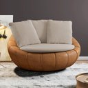 Ver imagem 2 de Kit 02 Poltronas para Sala de Estar Decorativa Giratória Kira Couríssimo Whisky Linho Bege - Lyam