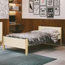Ver imagem 2 de Cama Solteiro Simba Areia Fosco com Pés Madeira Natural e Colchão D20 - Reller Móveis