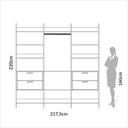 Guarda Roupa Closet Industrial Modulado 3 Peças 4 Gavetas 217,2cm 100% MDF   - 4