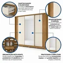 Ver imagem 5 de Guarda Roupa Casal com Espelho 3 Portas de Correr e 6 Gavetas Nevada Freijó/Off White Marrom