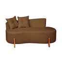 Ver imagem 2 de Conjunto Sofá Curvo Orgânico + 02 Puff Luna Boucle Cappuccino - Montanaris Decor