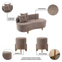 Ver imagem 3 de Conjunto Sofá Curvo Orgânico + 02 Puff Luna Boucle Cappuccino - Montanaris Decor