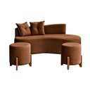 Ver imagem 1 de Conjunto Sofá Curvo Orgânico + 02 Puff Luna Boucle Cappuccino - Montanaris Decor