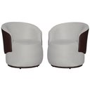 Ver imagem 2 de Kit 2 Poltronas Organica Beatriz Suede Branco C/ Composê Corano Marrom - Lm Decor