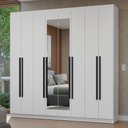 Ver imagem 1 de Guarda-roupa Casal 8 Portas Batentes com Espelho Netuno Madesa Branco/preto