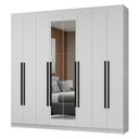 Ver imagem 2 de Guarda-roupa Casal 8 Portas Batentes com Espelho Netuno Madesa Branco/preto