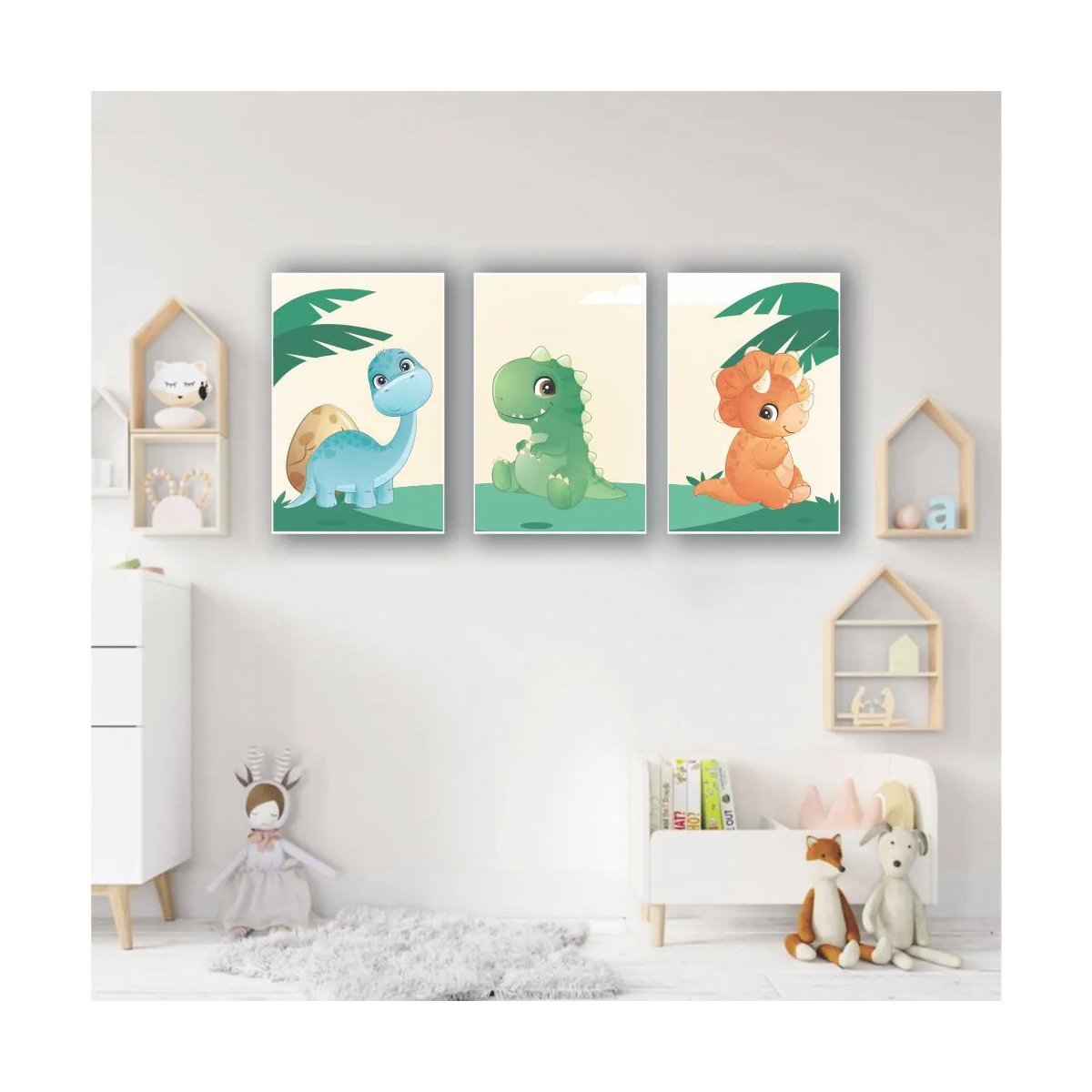 Quadros Decorativos quarto Infantil Dinossauro Baby - 4