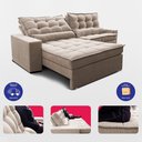 Ver imagem 7 de Sofá Retrátil e Reclinável 2,92m Molas Ensacadas Belle Boucle Bege Claro Cama Inbox