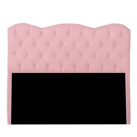 Cabeceira Casal Estofada para Cama Box Verona Veludo Rosa Bebe