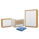 Ver imagem 1 de Dormitório Tutto New 4 Portas, Cômoda 1 Porta e Berço Branco Soft/freijó com Capitonê e Colchã
