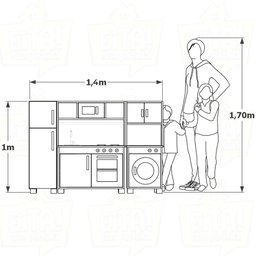 Cozinha Grande Infantil de Mdf com Máquina de Lavar e Geladeira - Rosa - 6