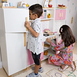Cozinha Grande Infantil de Mdf com Máquina de Lavar e Geladeira - Rosa - 4