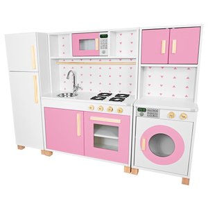Cozinha Grande Infantil de Mdf com Máquina de Lavar e Geladeira - Rosa