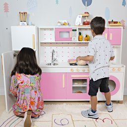 Cozinha Grande Infantil de Mdf com Máquina de Lavar e Geladeira - Rosa - 5