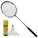 Ver imagem 1 de Kit Badminton Profissional Raquete Fibra Carbono + Peteca
