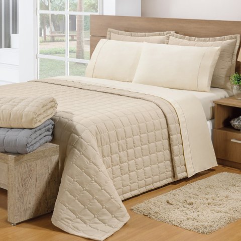 Cobre Leito King Soft 3 peças Bege