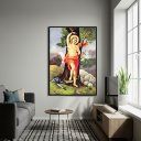 Ver imagem 1 de Quadro Decorativo São Sebastião Árvore - 70x50cm:moldura Branca
