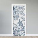 Ver imagem 1 de Adesivo de Porta - Floral Relevo Azul