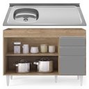 Ver imagem 4 de Balcão de Cozinha com Pia Inox Deslocada 120cm Ávila Castanho/Cinza L03 - Mpozenato