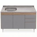 Ver imagem 5 de Balcão de Cozinha com Pia Inox Deslocada 120cm Ávila Castanho/Cinza L03 - Mpozenato