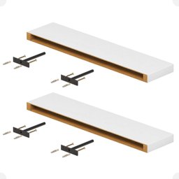 Kit 02 Prateleiras Suporte Embutido 60x14x3cm Branca Conceito - 3