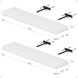 Kit 02 Prateleiras Suporte Embutido 60x14x3cm Branca Conceito - 4