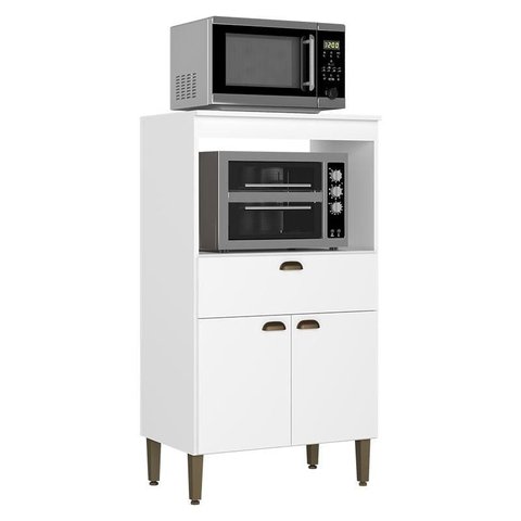 Balcão 2 Fornos 70 Cm 2 Portas e 1 Gaveta Moderna Branco -thb