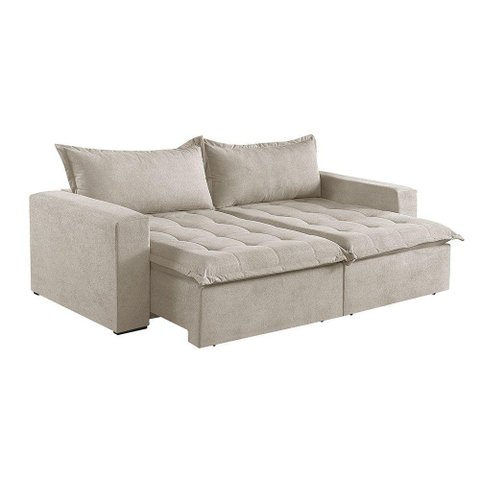 Sofá 5 Lugares Retrátil e Reclinável M-184 Veludo Martins Creme