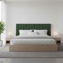 Ver imagem 2 de Cabeceira Cama Casal Queen Estofada Gomos 170cm X 121cm Linho Veludo Cor:linho Moderno Verde