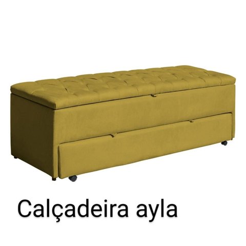 Calçadeira Baú Sapateira 160cm Ayla Veludo Capitonê