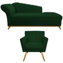 Ver imagem 1 de Kit Diva Recamier Vanessa 160cm Lado Direito e 01 Poltrona Laura Suede Cor Verde