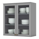 Ver imagem 1 de Armário Aéreo 2 Portas de Vidro 80 cm Americana Cinza – Henn