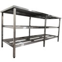 Ver imagem 7 de Mesa Aço Inox Industrial 140x70x90 cm Prateleira Dupla Fenestrada Nortinox