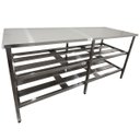 Ver imagem 4 de Mesa Aço Inox Industrial 140x70x90 cm Prateleira Dupla Fenestrada Nortinox