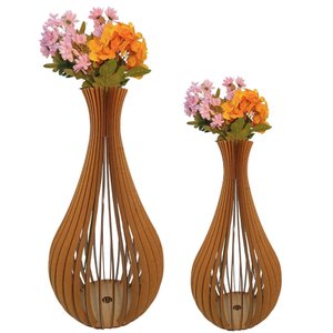 Vaso de Chão Decorativo Grande Gotas de Orvalho Mdf:mdf Cru/kit com 2 - 90x40cm e 75x40cm