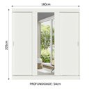 Ver imagem 3 de Guarda-Roupa Casal Madesa Reno 3 Portas de Correr com Espelho Branco Cor:Branco