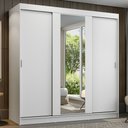 Ver imagem 1 de Guarda-Roupa Casal Madesa Reno 3 Portas de Correr com Espelho Branco Cor:Branco