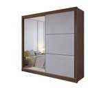 Ver imagem 2 de Guarda-Roupa Casal com Espelho 100% MDF 2 Portas Correr 6 Gavetas Castanho/Off White Coliseu