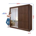 Ver imagem 3 de Guarda-Roupa Casal com Espelho 100% MDF 2 Portas Correr 6 Gavetas Castanho/Off White Coliseu