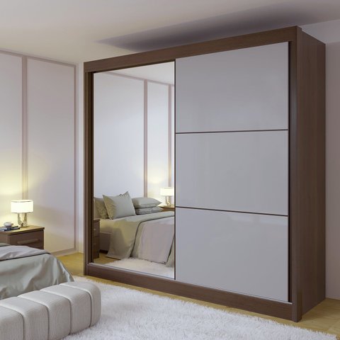 Guarda-Roupa Casal 2 Portas 6 Gavetas 100% MDF Coliseu Marrom/Castanho/Off White