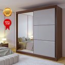 Ver mais imagens de Guarda-Roupa Casal com Espelho 100% MDF 2 Portas Correr 6 Gavetas Castanho/Off White Coliseu