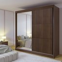 Ver imagem 4 de Guarda-Roupa Casal com Espelho 100% MDF 2 Portas Correr 6 Gavetas Castanho/Off White Coliseu