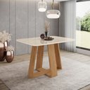 Ver imagem 1 de Mesa de Jantar 120cm Retangular 4 Lugares com Vidro Canto Arredondado Lins Henn