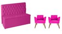 Ver imagem 1 de Kit Quarto Cabeceira de Cama e Calçadeira Baú e Poltronas Botão de Strass Suede Pink