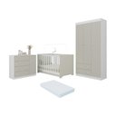 Ver imagem 1 de Quarto de Bebê Completo Berço Americano 3 em 1 Colchão Encanto Multimóveis Mp4605 Branco/off
