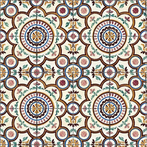 Papel de Parede Decorativo Azulejo Vintage Português Floral 2,5m