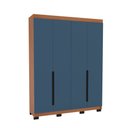 Ver imagem 2 de Guarda-roupa Solteiro Madrid 4 Portas 4 Gavetas Azul/freijó - Politorno