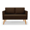 Ver imagem 3 de Kit 01 Namoradeira 02 Lugares e 01 Poltrona Mari Suede Marrom Base de Madeira MA30 - D’Rossi